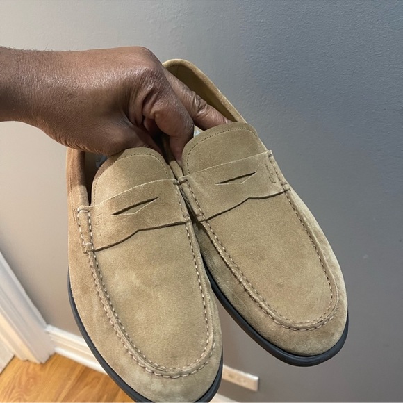 Salvatore Ferragamo FERRO2 Penny Loafers Suede Beige Sz 9 - Picture 4 of 14